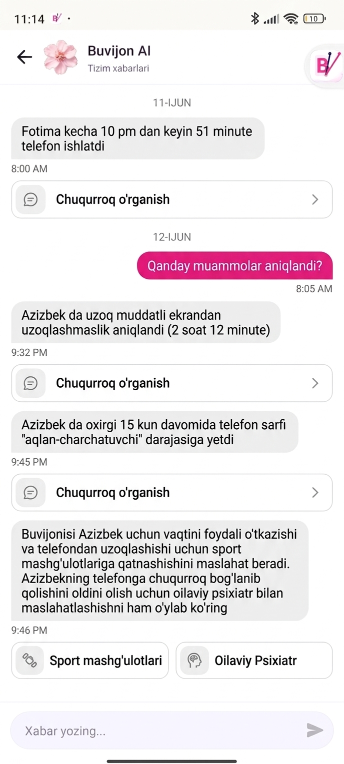 Buvijon AI — nazorat emas, g'amxo'rlik